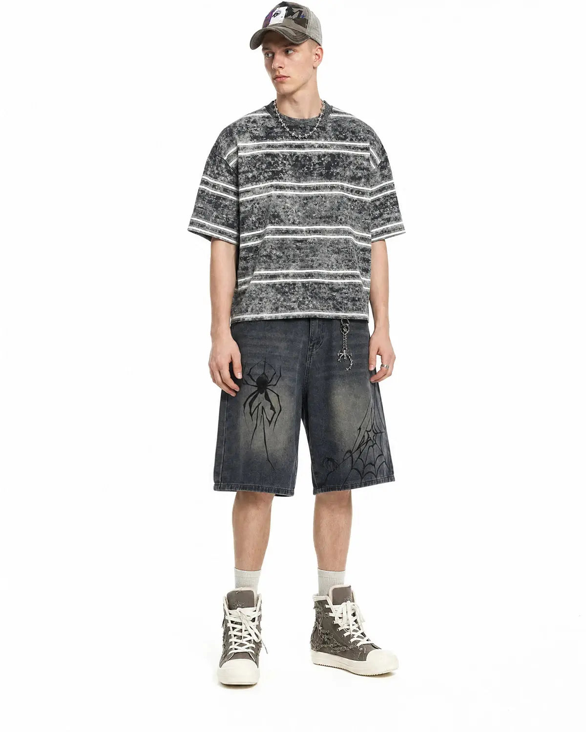 Vintage Washed Striped Boxy T-Shirt | Inflation Streetwear