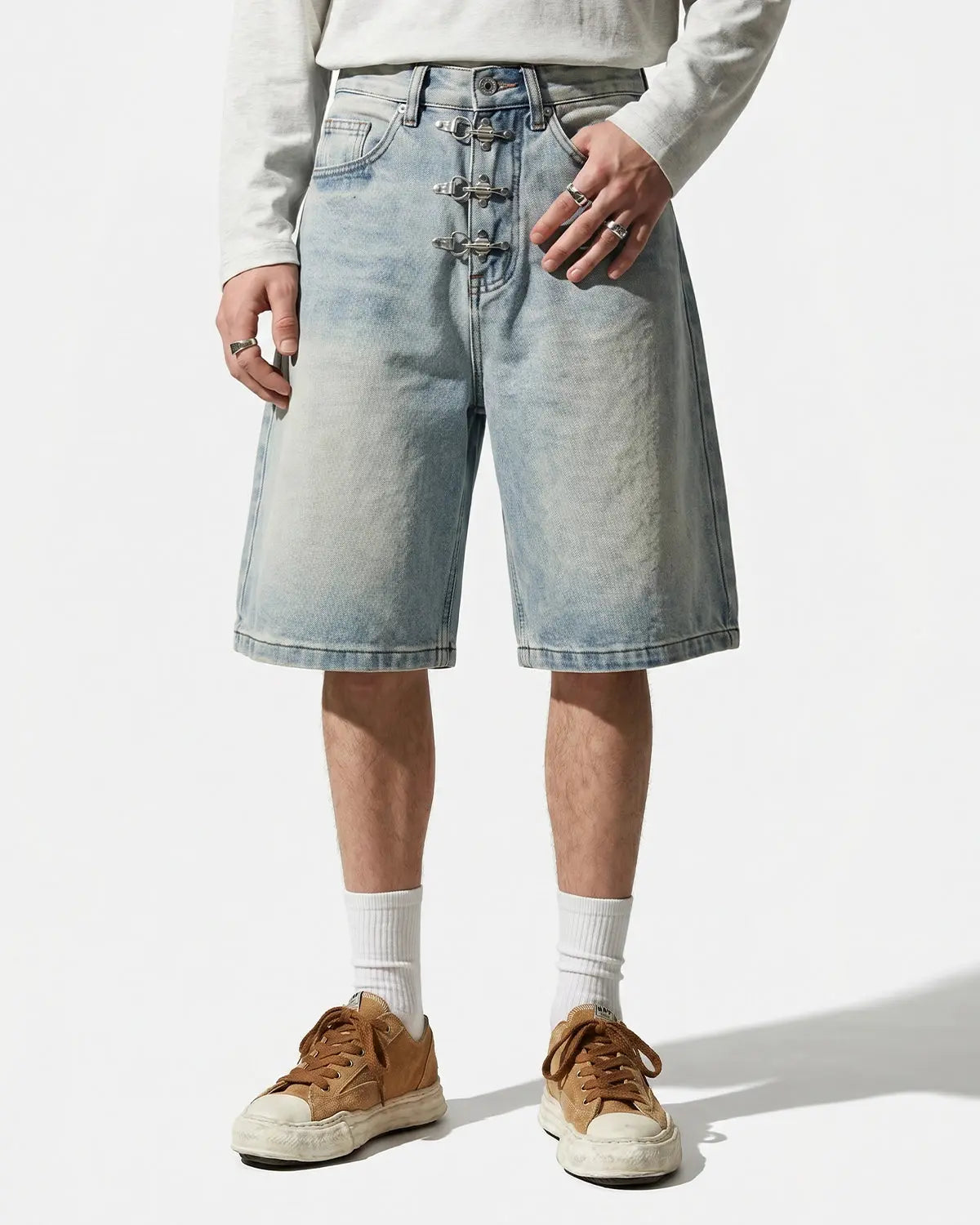 Metal Clasp Baggy Jorts | Inflation Streetwear