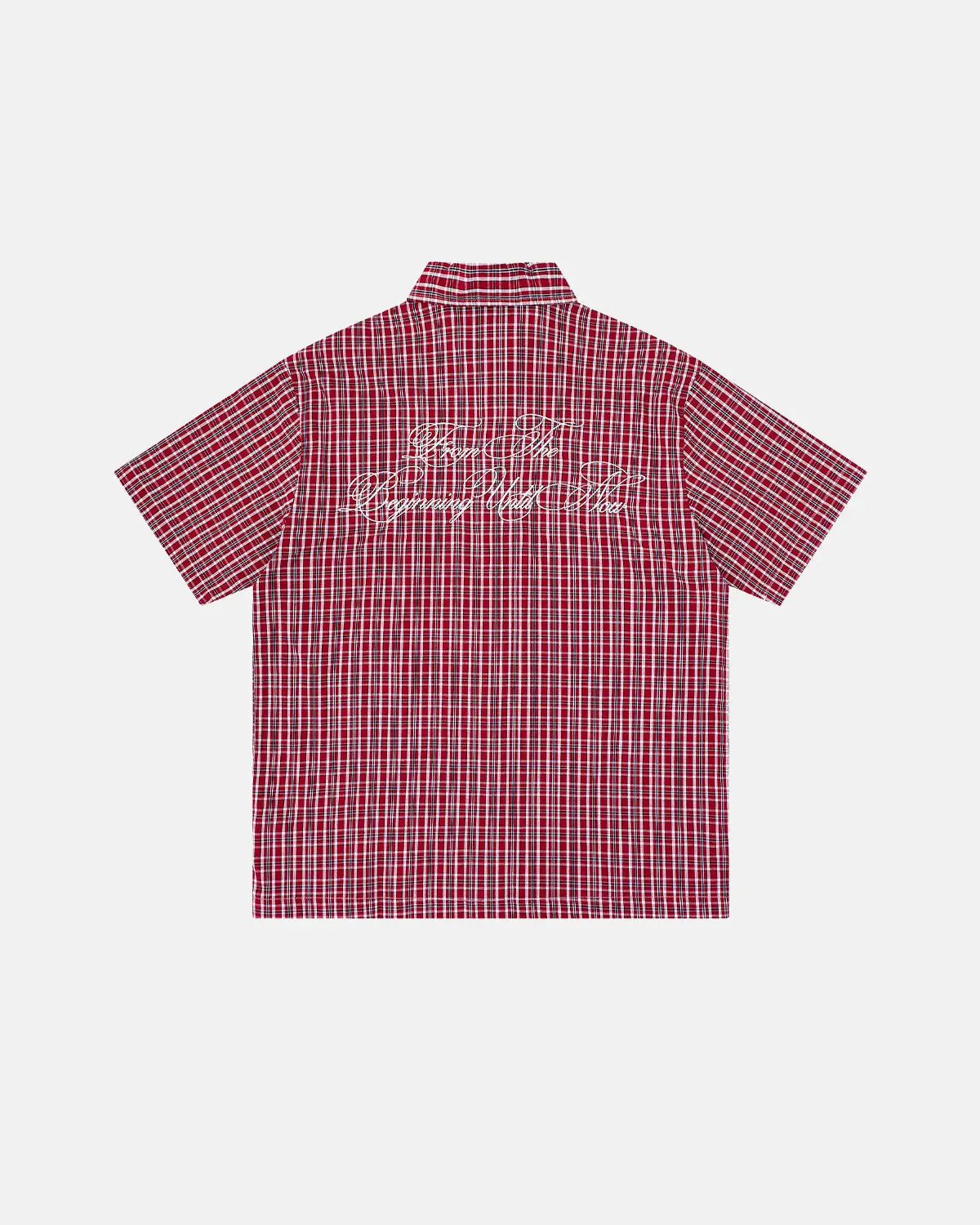 Plaid Script Embroidered Short-Sleeve Shirt | Inflation Streetwear