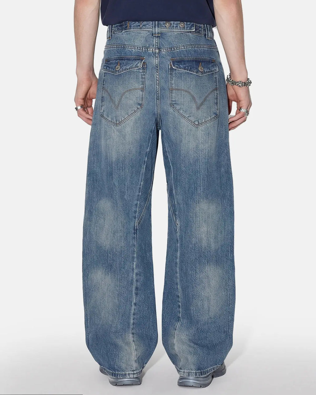 Bamboo Weave Cinch Back Baggy Jeans | Inflation Streetwear