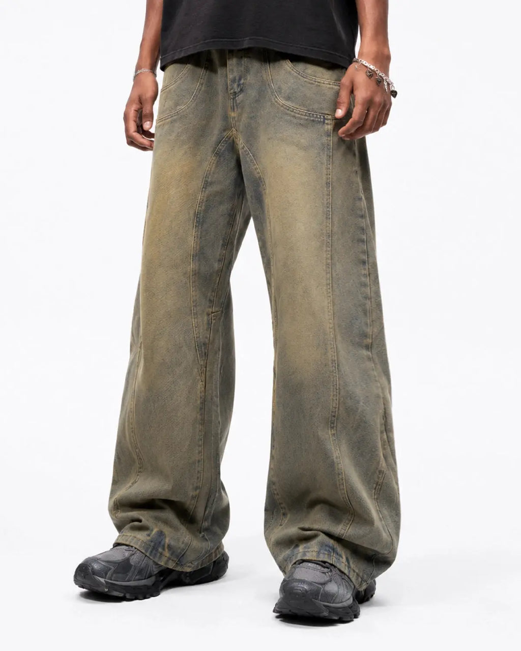 Curved Panel Straight-Leg Jeans | Inflation Streetwear