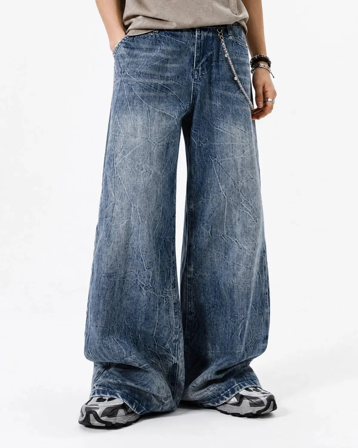 Textured Wash Baggy Jeans | Inflation Streetwear