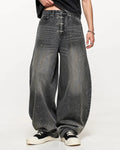Metal Clasp Washed Barrel Jeans | Inflation Streetwear