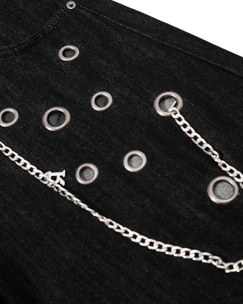 Metal Eyelet Chain Barrel Jeans | Inflation Streetwear