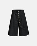 Asymmetric Button Raw Denim Jorts | Inflation Streetwear
