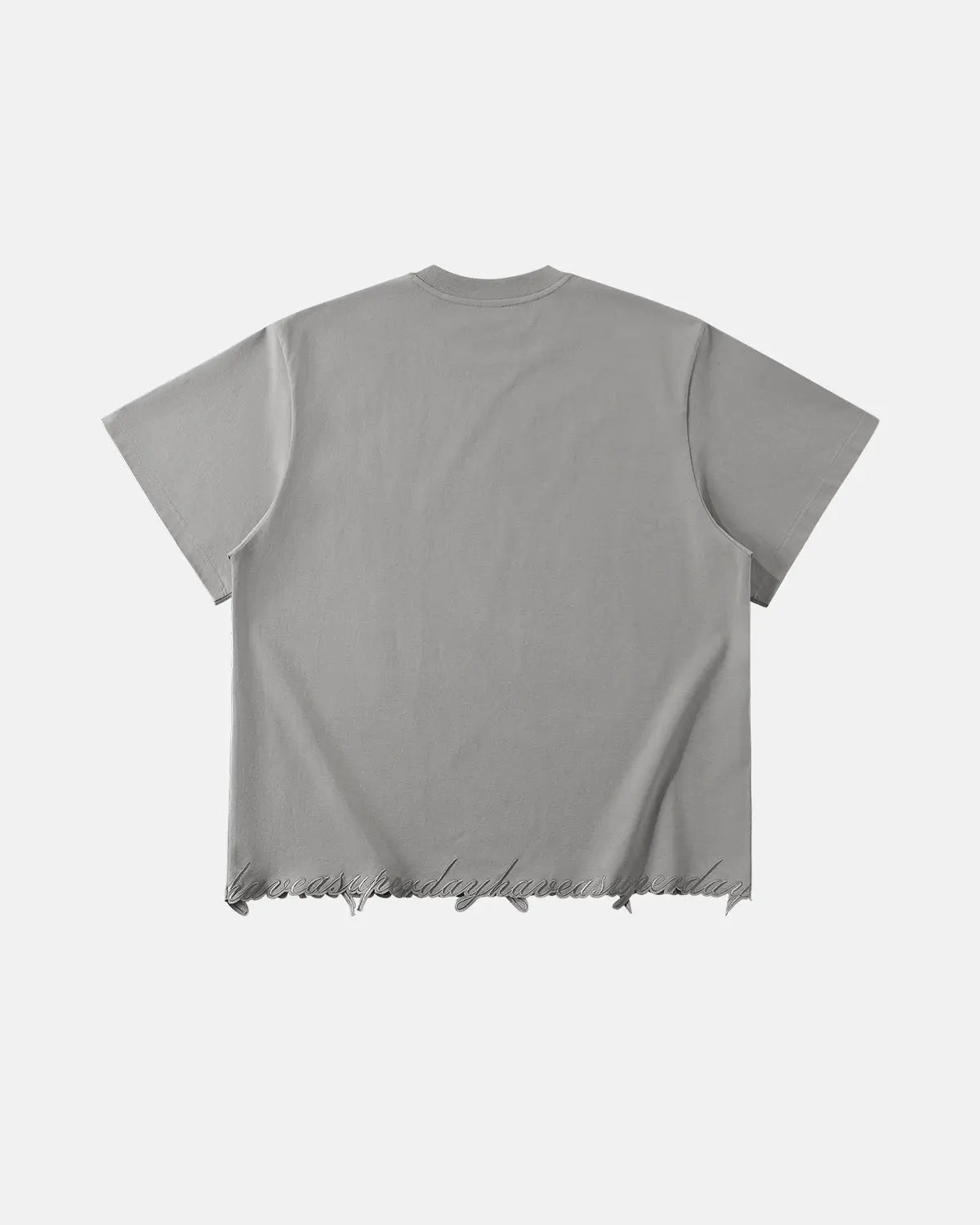 Embroidered Frayed Hem Oversized T-Shirt | Inflation Streetwear