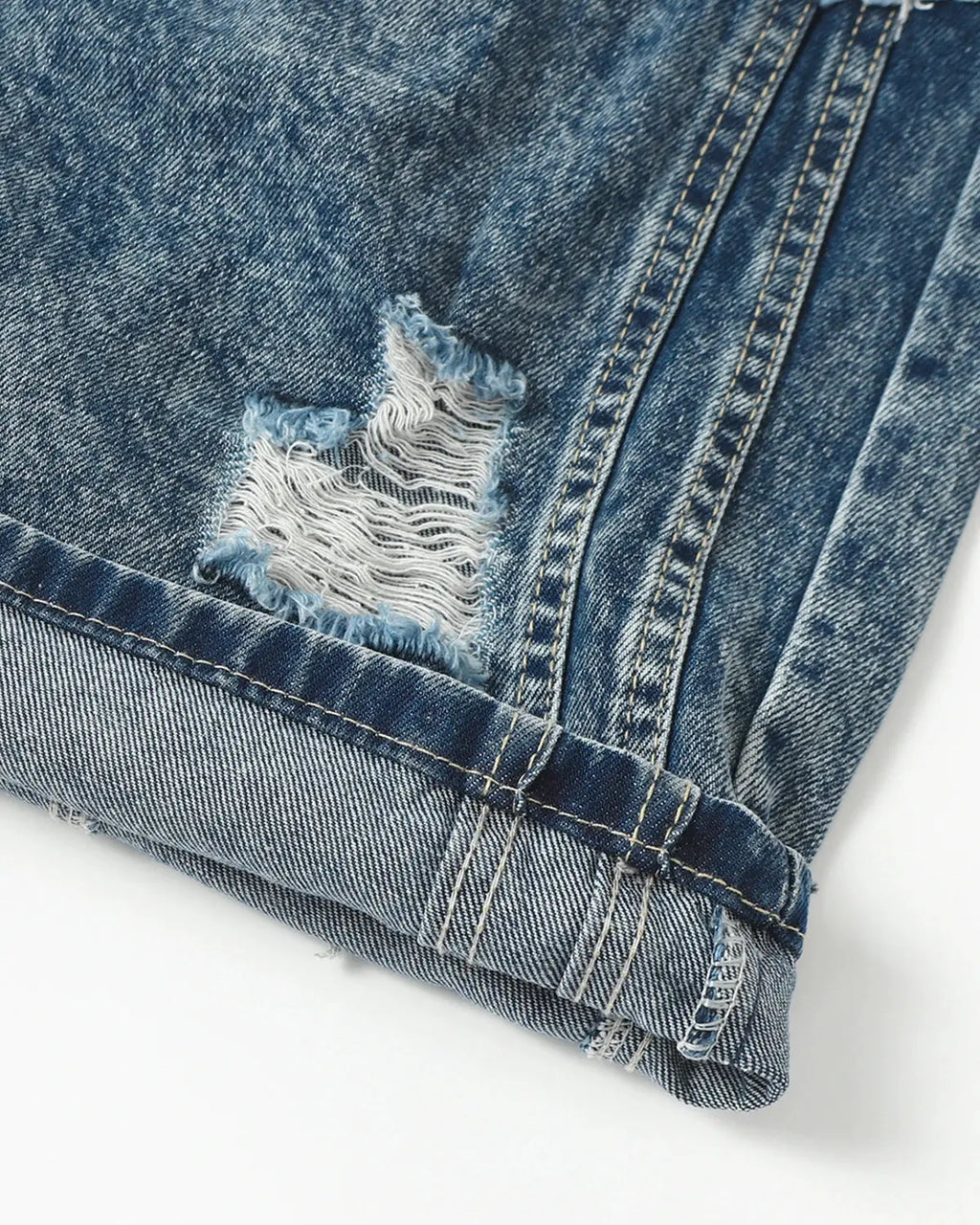 Cinch Back Deconstructed Distressed Barrel Jeans | Inflation Streetwear