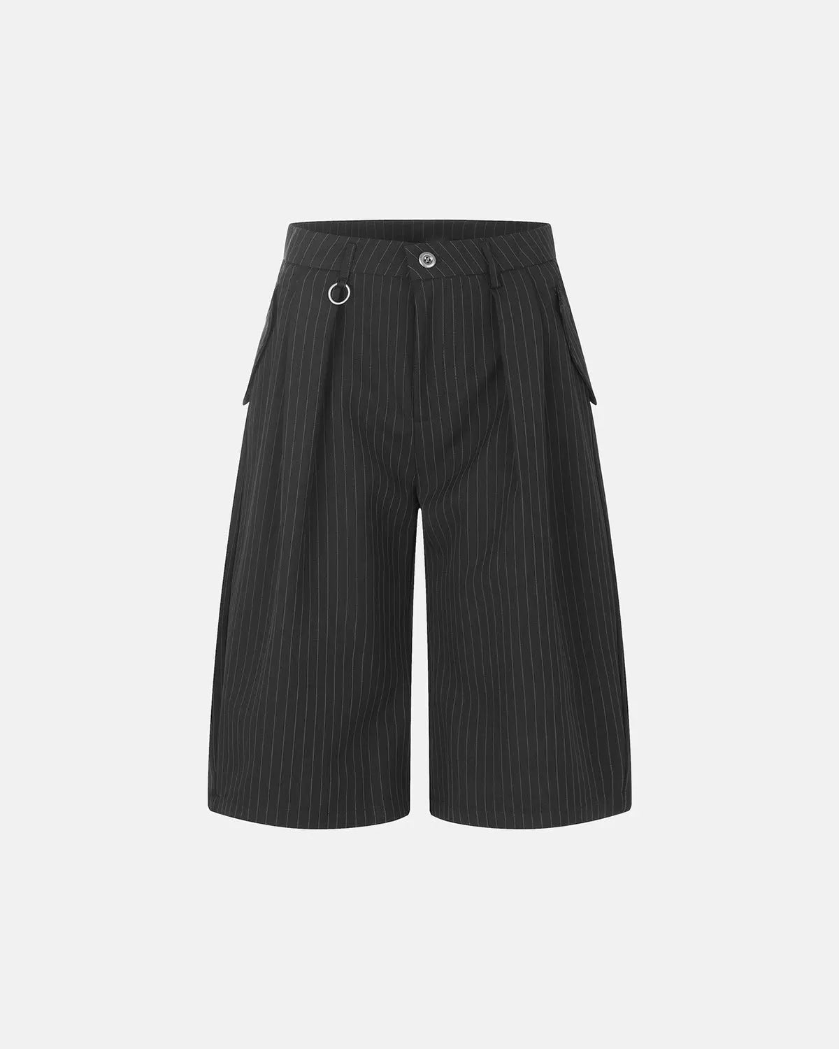 Pinstripe Pleated Ring Detail Tailored Shorts | Inflation Streetwear