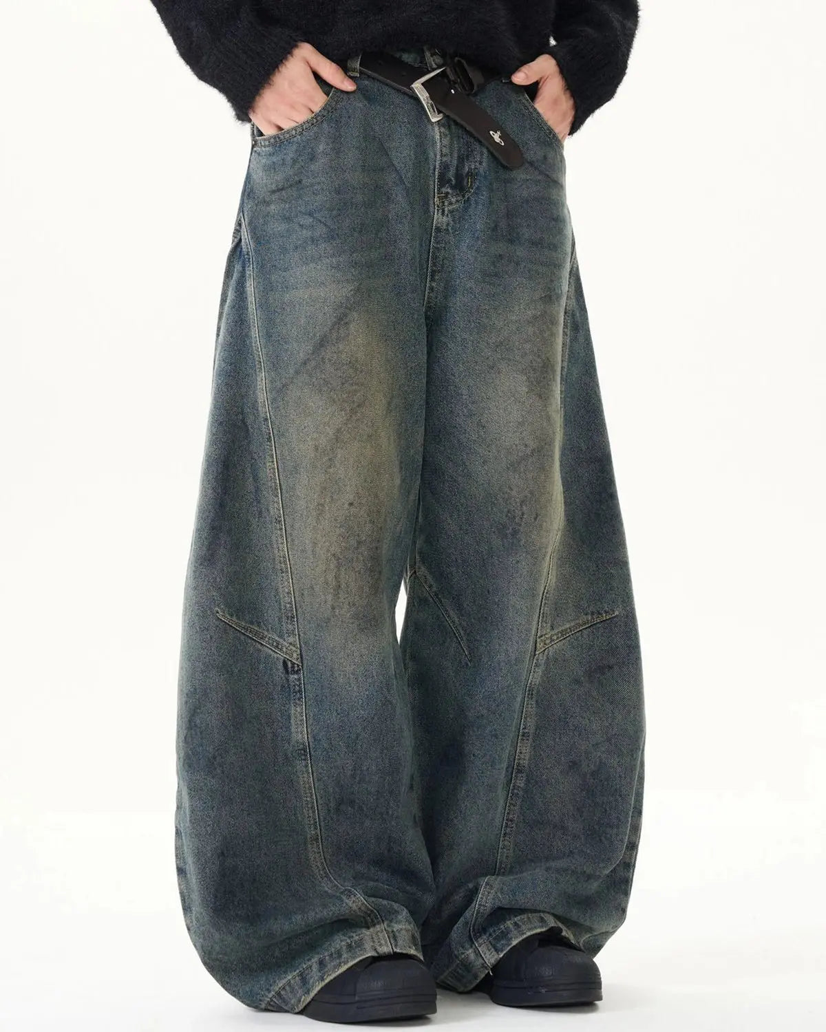 Washed Deconstructed Barrel Jeans | Inflation Streetwear