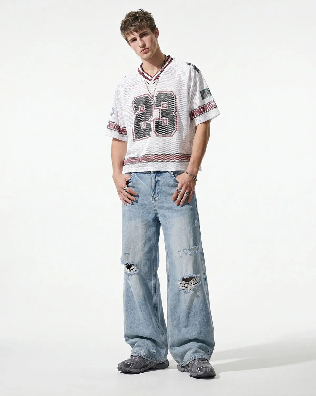 Double Waist Distressed Baggy Jeans | Inflation Streetwear