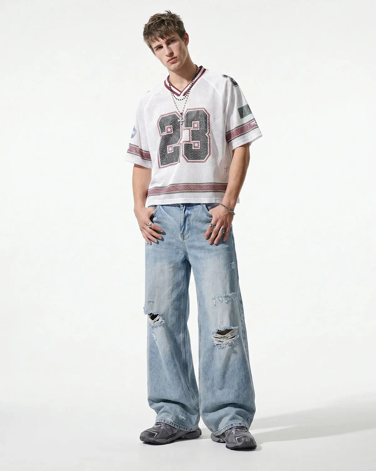 Double Waist Distressed Baggy Jeans | Inflation Streetwear