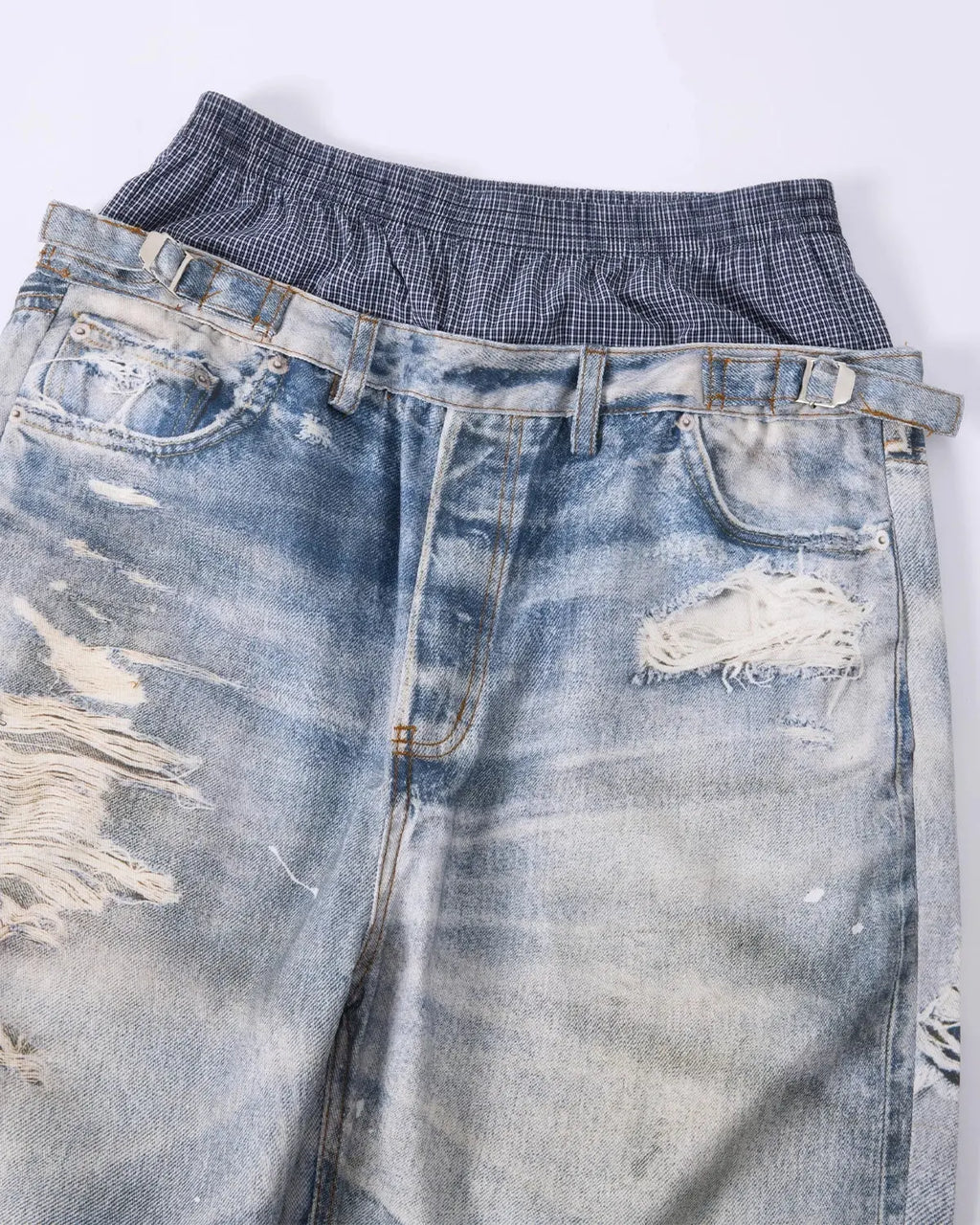 Layered Digital Print Baggy Jeans | Inflation Streetwear