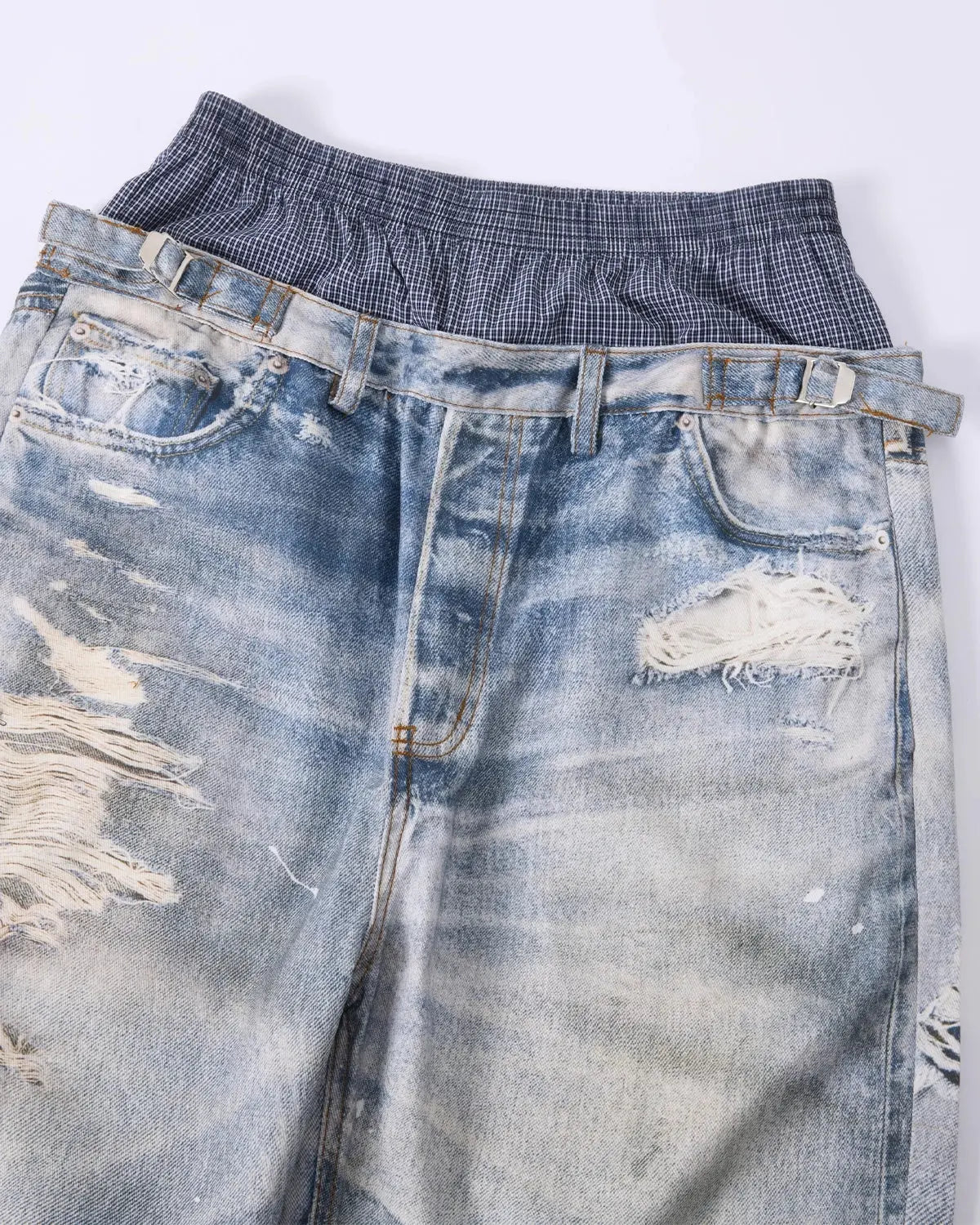 Layered Digital Print Baggy Jeans | Inflation Streetwear