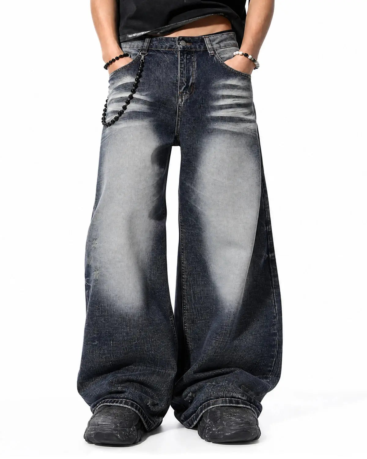 Faded Whisker Baggy Jeans | Inflation Streetwear