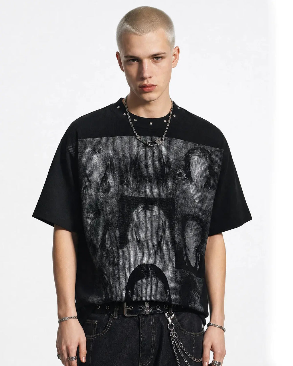 Portrait Graphic Waffle Boxy T-Shirt | Inflation Streetwear