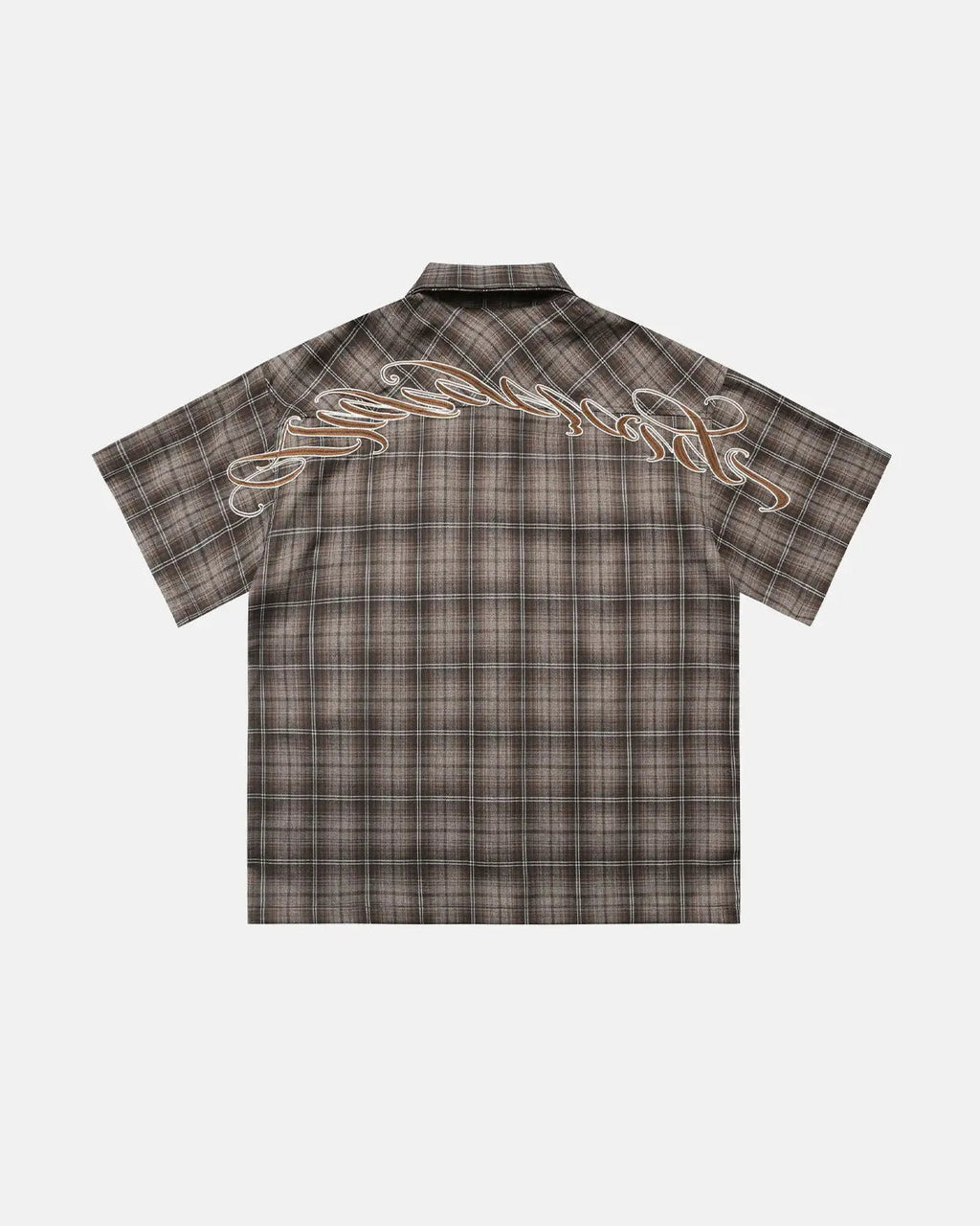 Plaid Script Embroidered Shirt | Inflation Streetwear