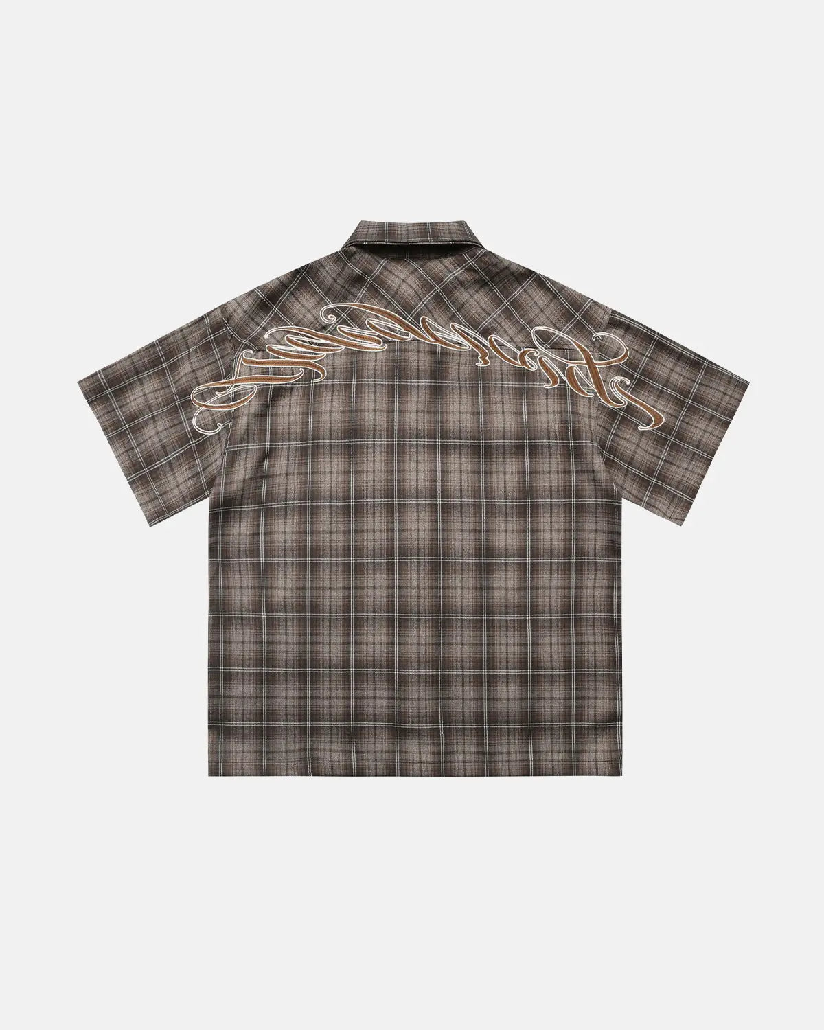Plaid Script Embroidered Shirt | Inflation Streetwear