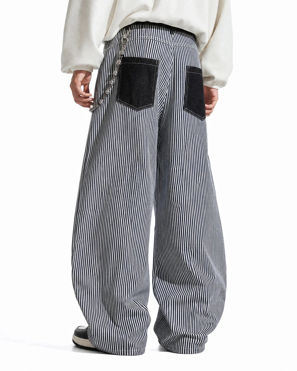 Striped Patch Pocket Baggy Jeans | Inflation Streetwear