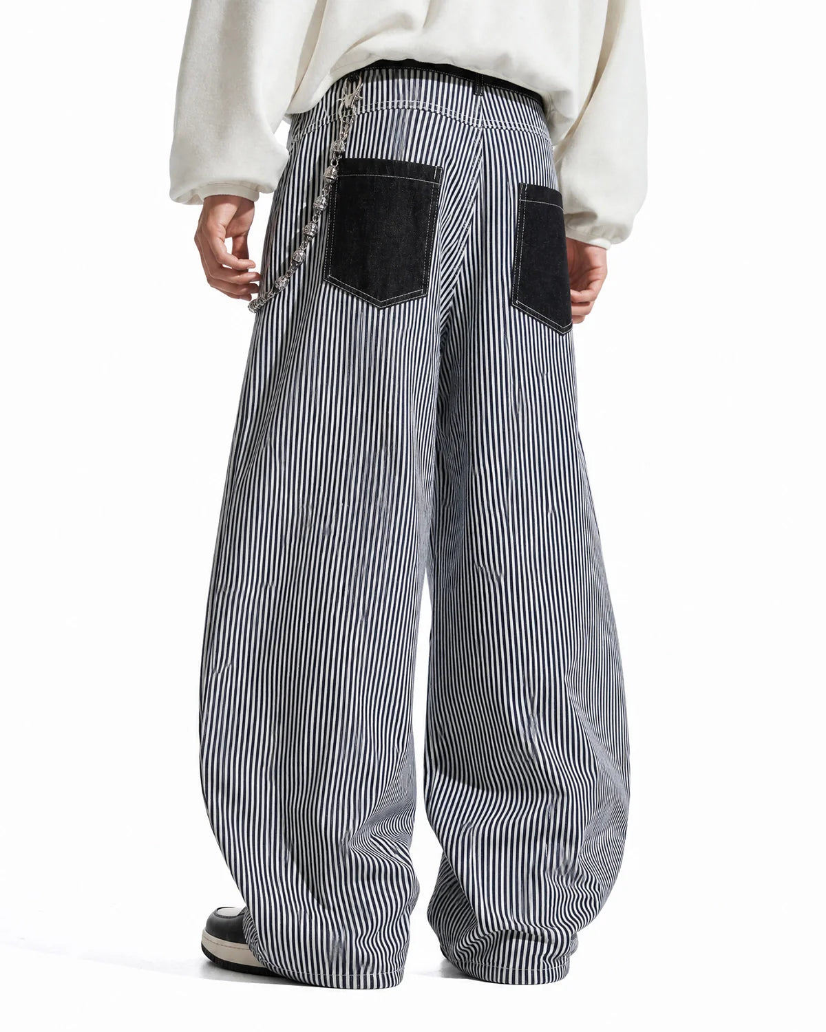 Striped Patch Pocket Baggy Jeans | Inflation Streetwear