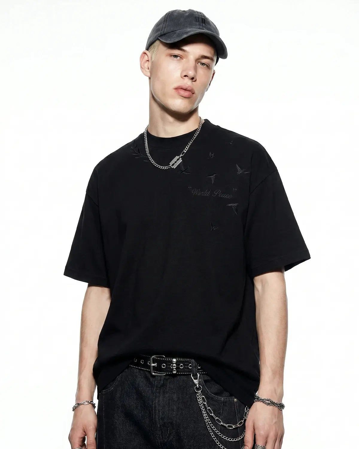 Dove Embroidered Mock Neck T-Shirt | Inflation Streetwear