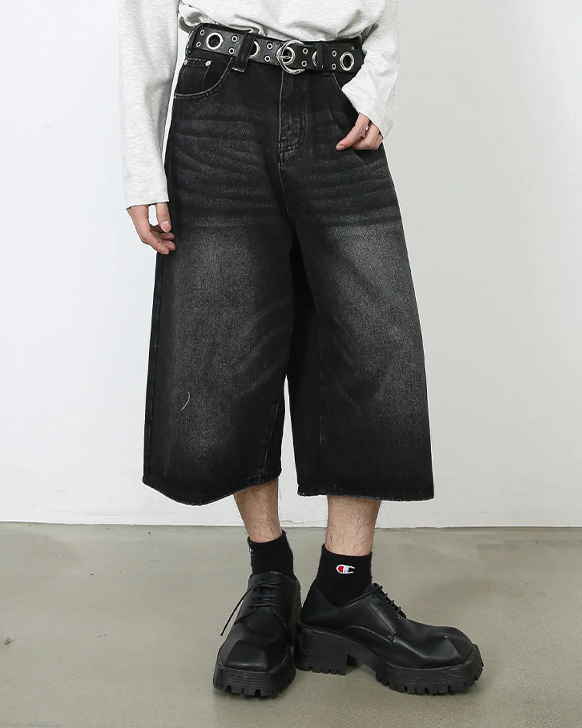 Washed Baggy Denim Jorts | Inflation Streetwear