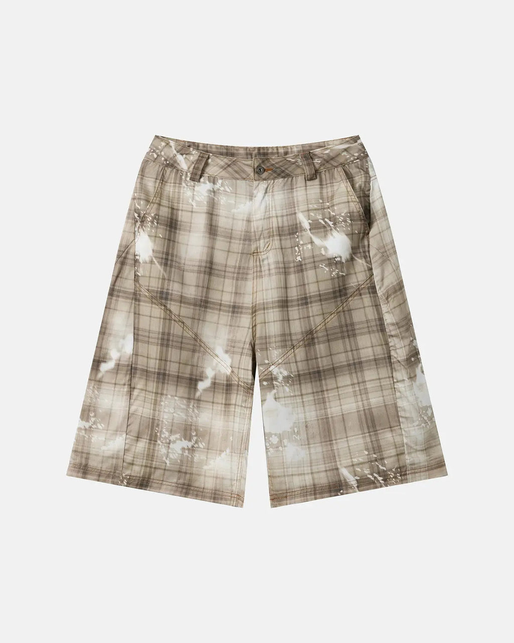 Tencel Washed Plaid Print Longline Shorts | Inflation Streetwear