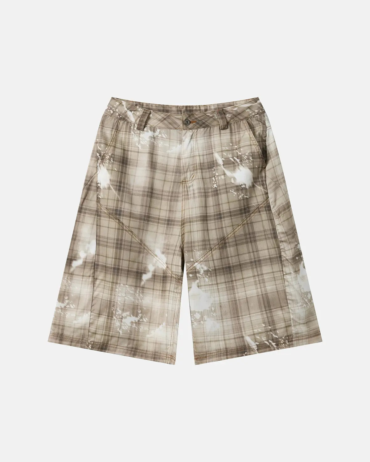 Tencel Washed Plaid Print Longline Shorts | Inflation Streetwear