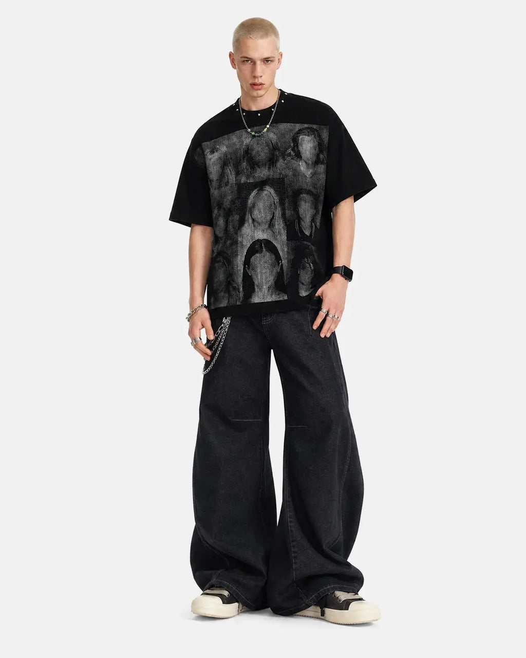 Portrait Graphic Waffle Boxy T-Shirt | Inflation Streetwear