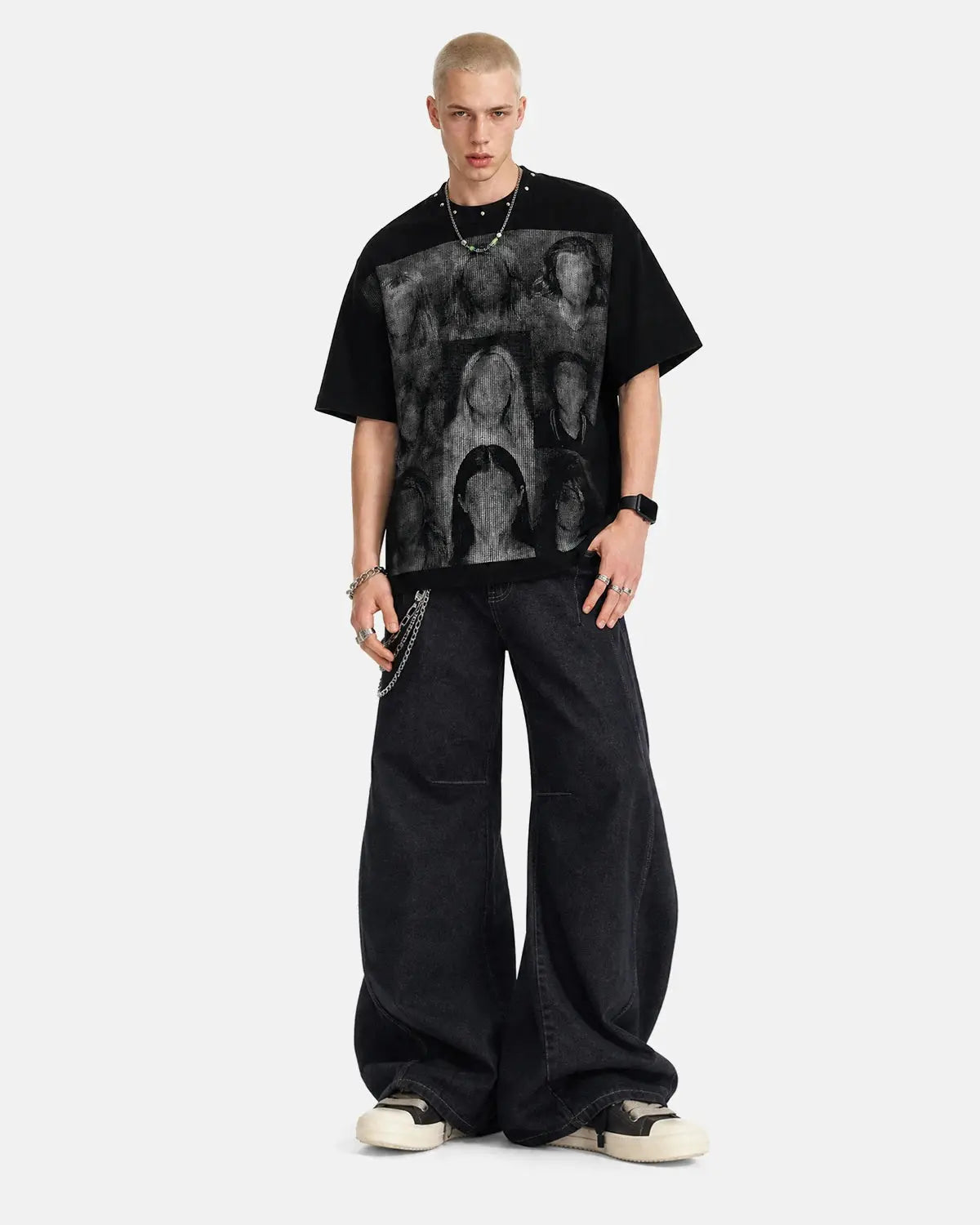Portrait Graphic Waffle Boxy T-Shirt | Inflation Streetwear