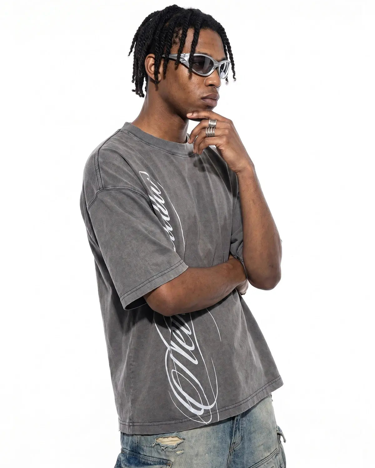Boxy Script Graphic Washed T-Shirt | Inflation Streetwear