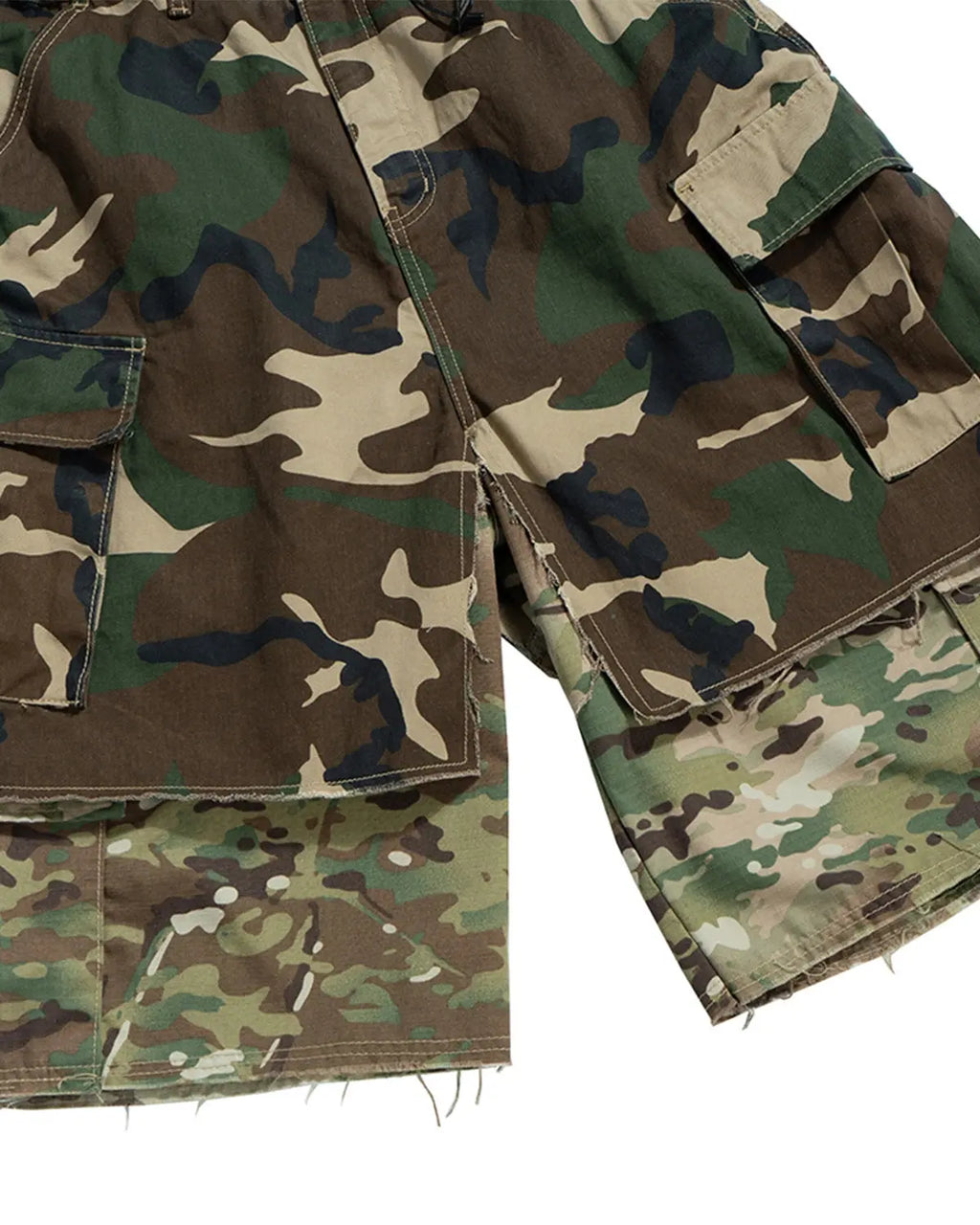 Camo Layered Longline Jorts | Inflation Streetwear