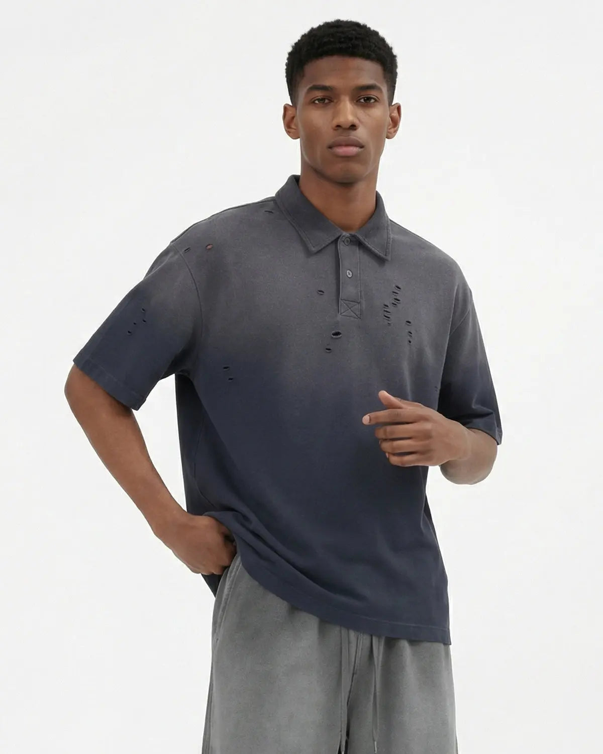 Distressed Ripped Washed Polo Shirts | Inflation Streetwear