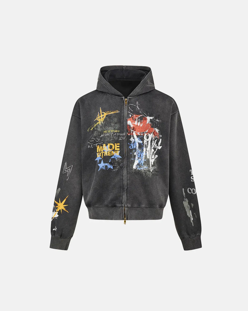 Boxy Graffiti Zip Up Hoodie | Inflation Streetwear