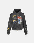 Boxy Graffiti Zip Up Hoodie | Inflation Streetwear