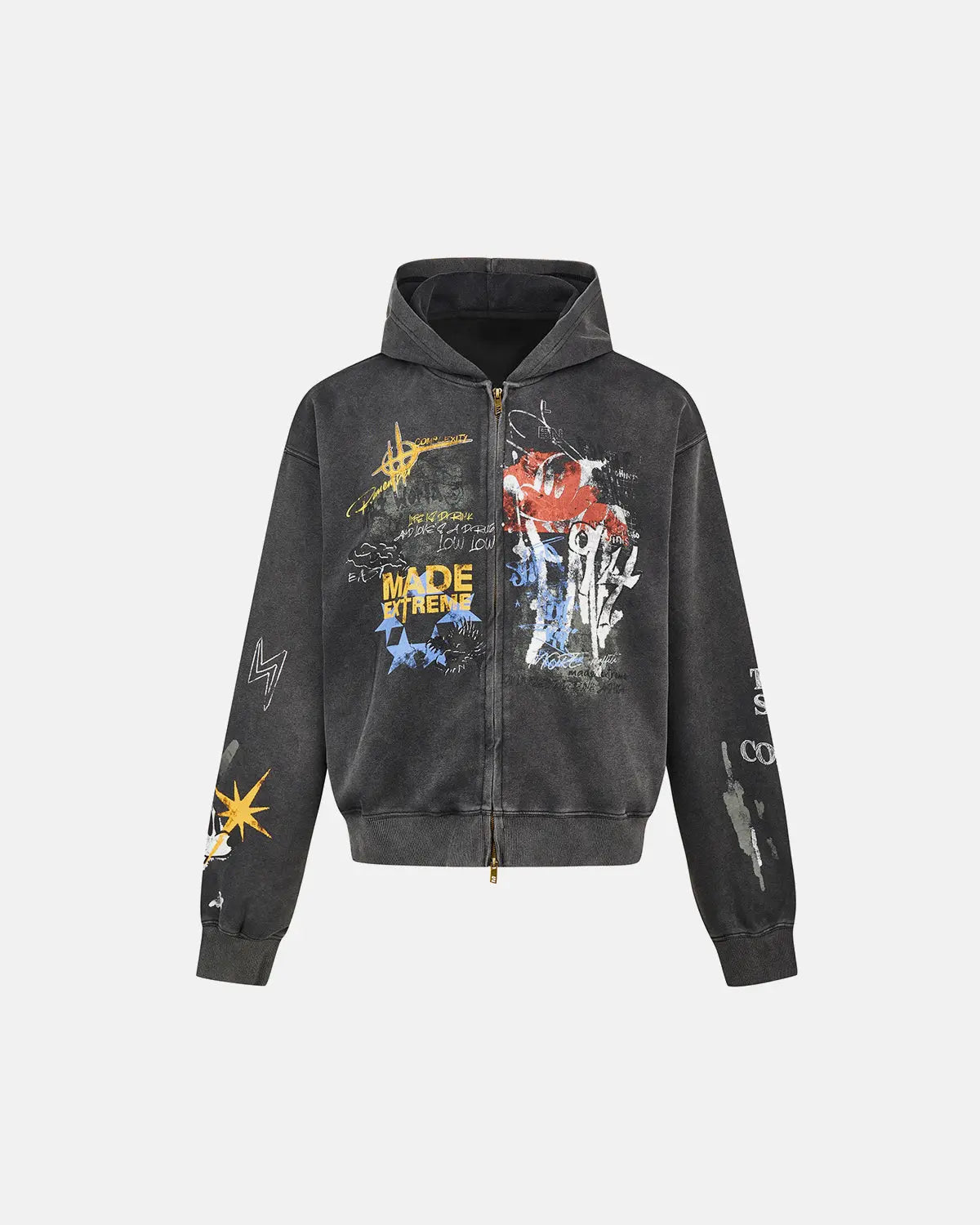 Boxy Graffiti Zip Up Hoodie | Inflation Streetwear