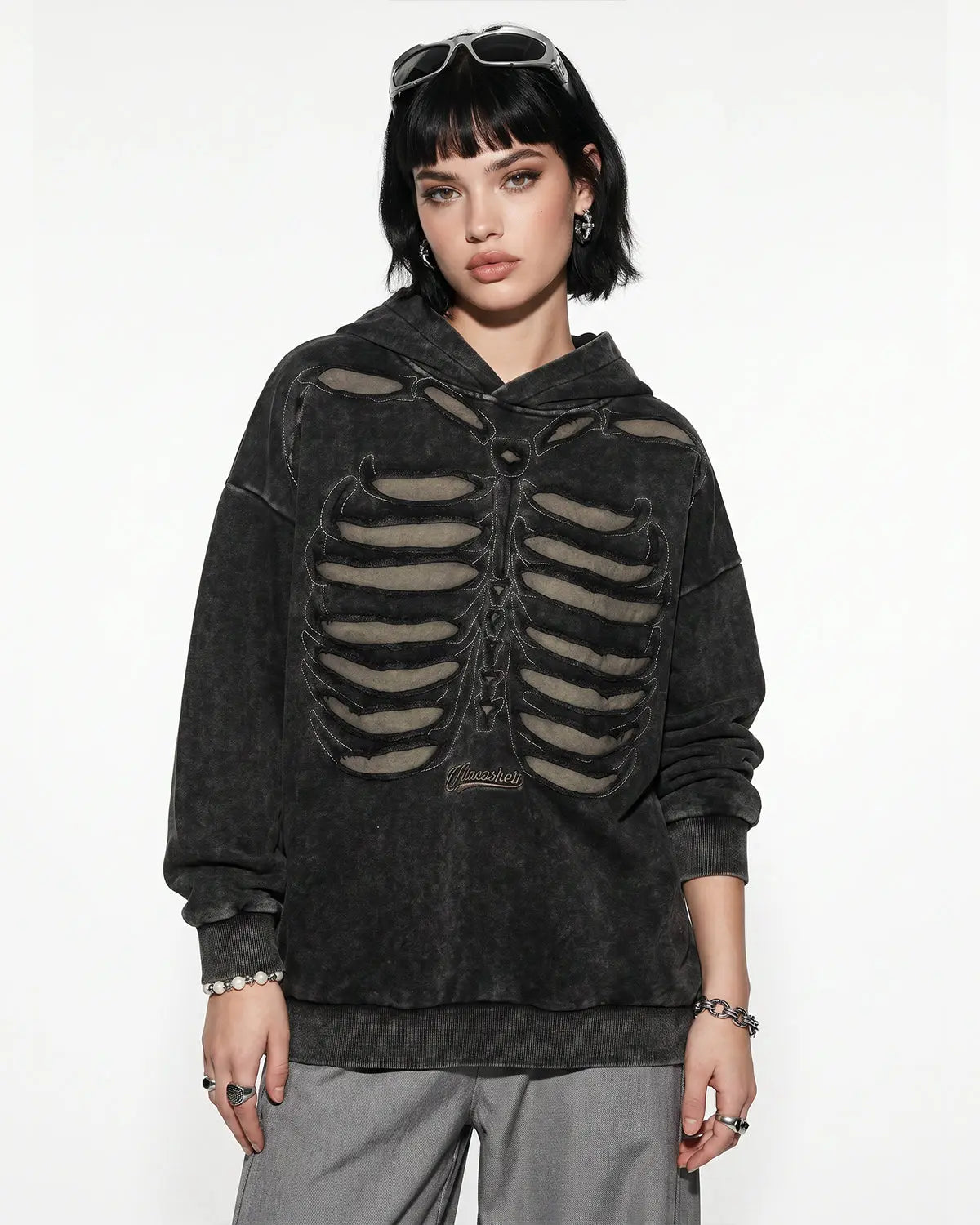 Distressed Ribcage Wash Hoodie | Inflation Streetwear
