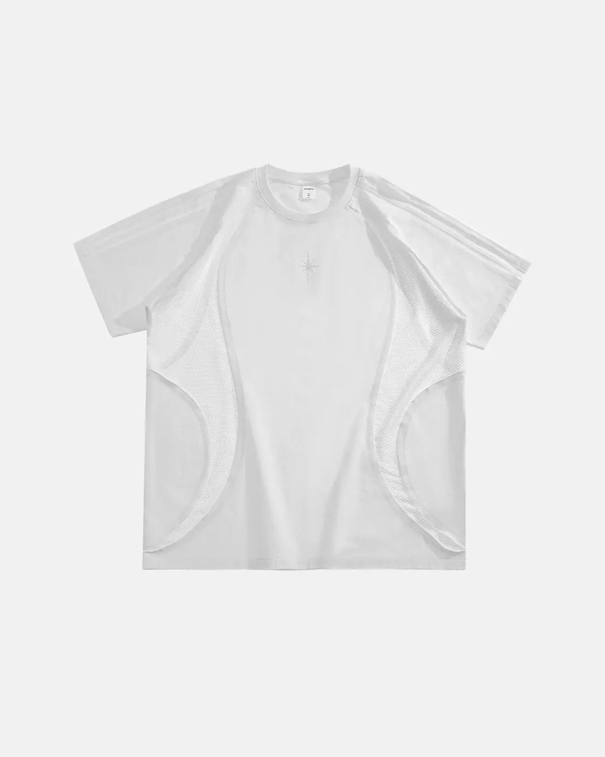 Mesh Patchwork Stitching Embroidered T-Shirt | Inflation Streetwear