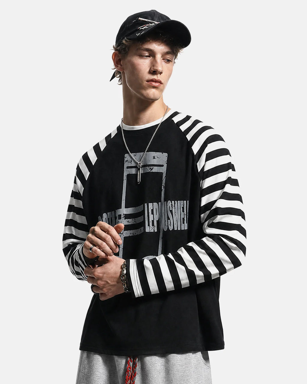 Music Graphic Striped Long Sleeve T-Shirt | Inflation Streetwear