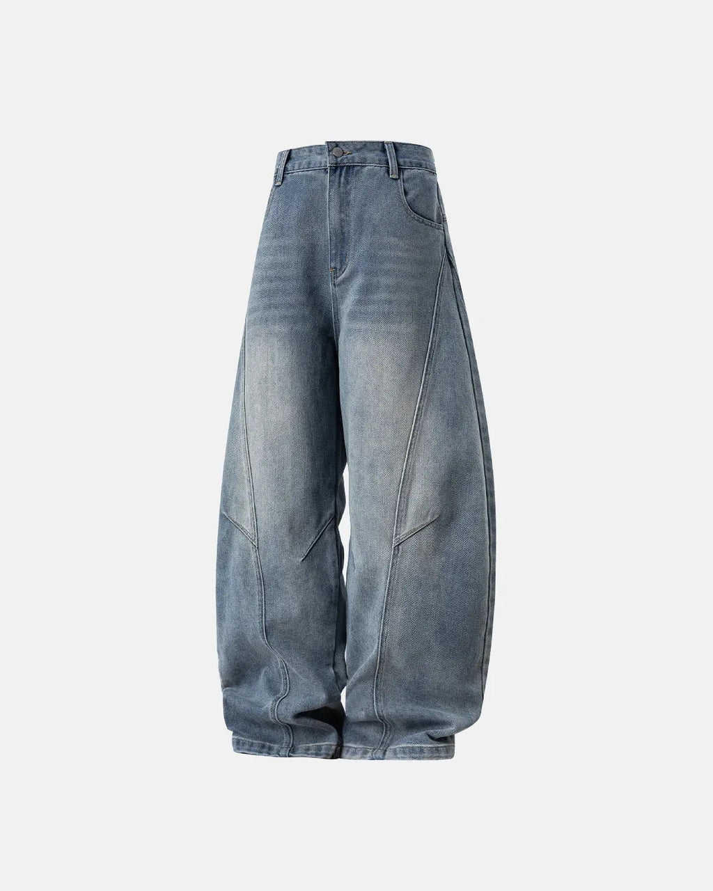 Curved Seam Deconstructed Barrel Jeans | Inflation Streetwear