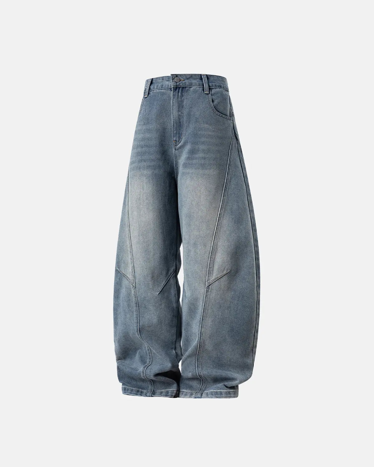 Curved Seam Deconstructed Barrel Jeans | Inflation Streetwear