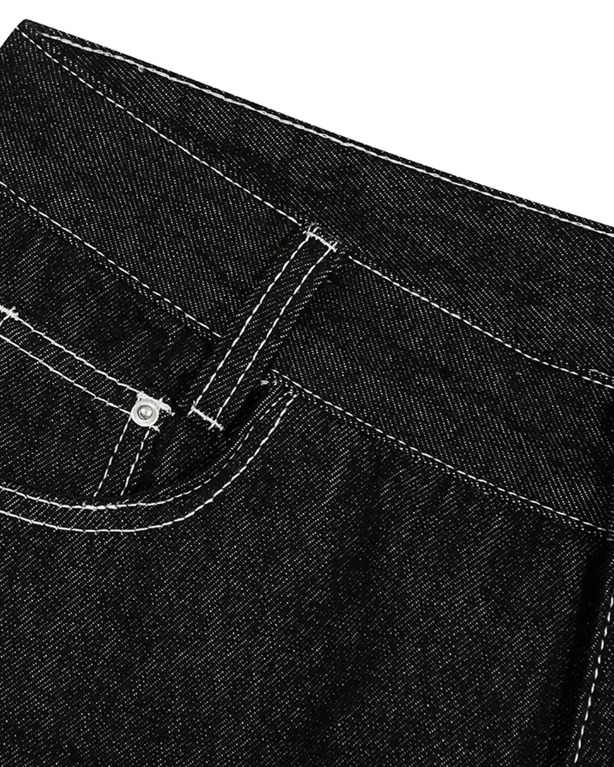 Baggy Denim Jorts with Embroidered Pocket | Inflation Streetwear