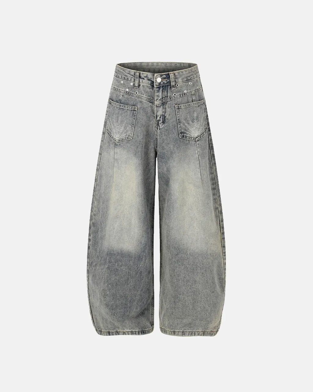 Distressed Eyelet Barrel Jeans | Inflation Streetwear