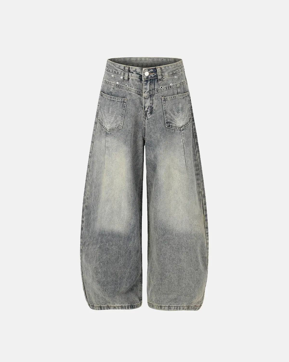 Distressed Eyelet Barrel Jeans | Inflation Streetwear