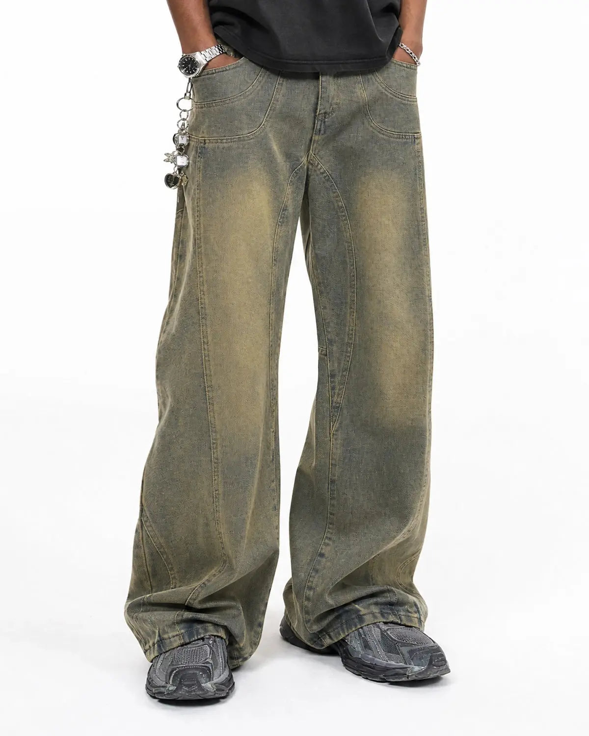 Curved Panel Straight-Leg Jeans | Inflation Streetwear
