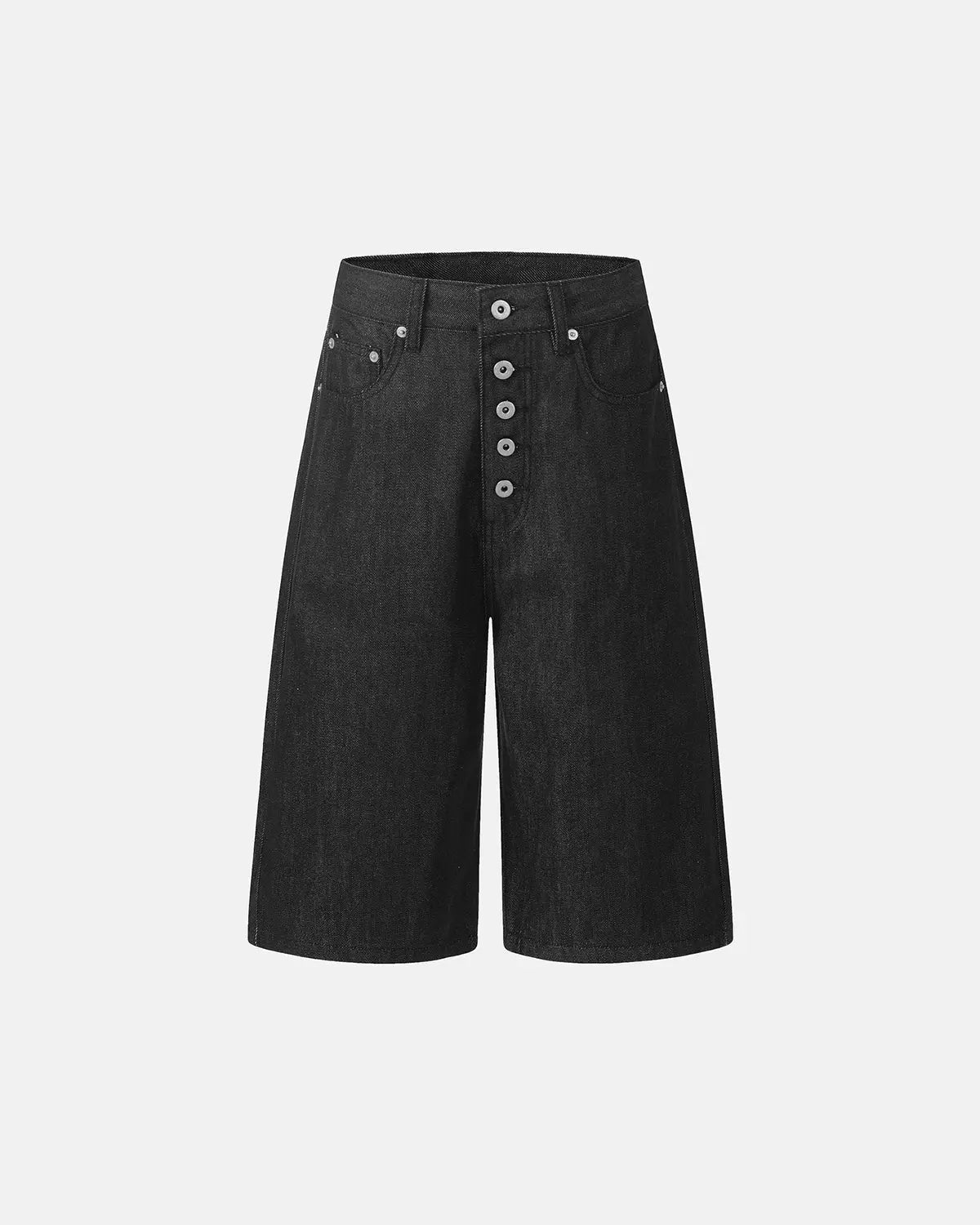 Button Detail Baggy Denim Jorts | Inflation Streetwear