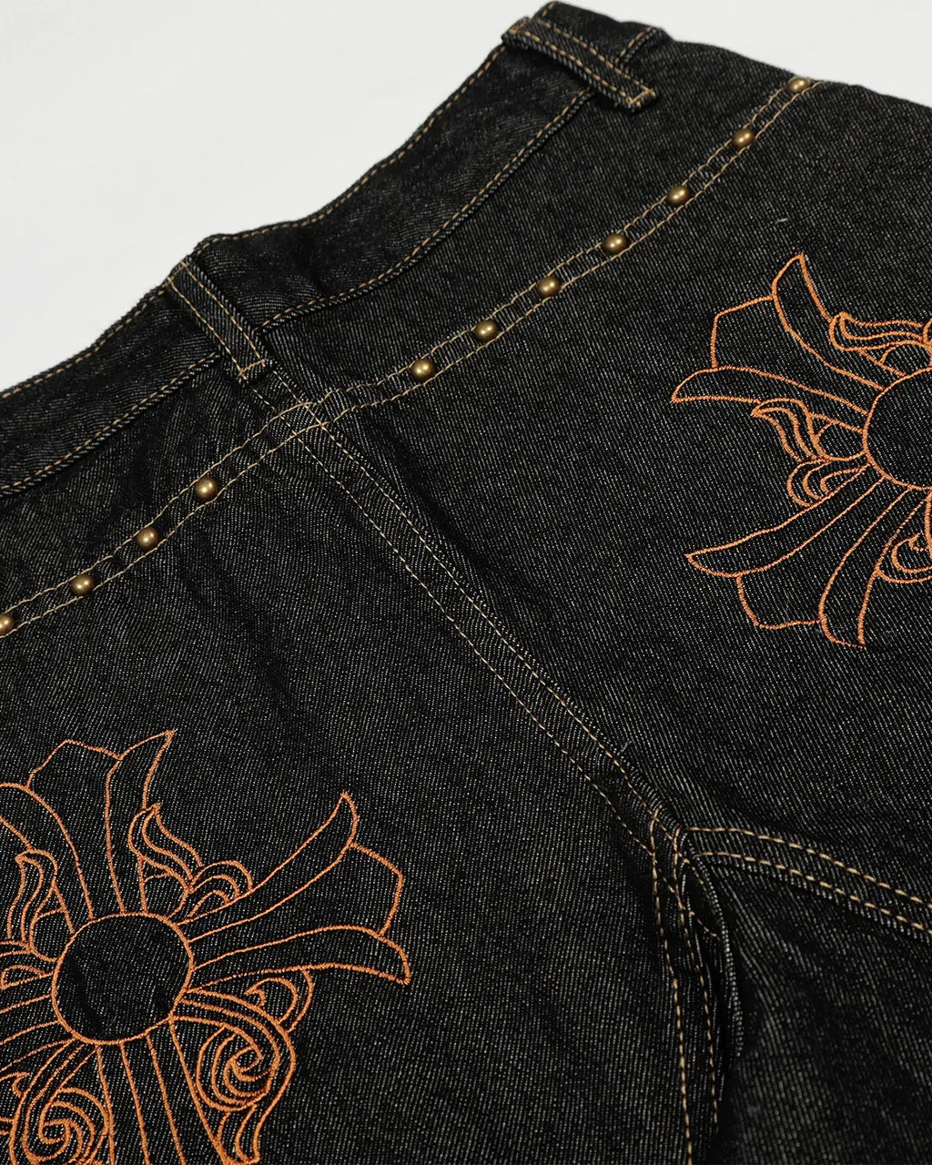 Gothic Cross Embroidery Barrel Jeans | Inflation Streetwear