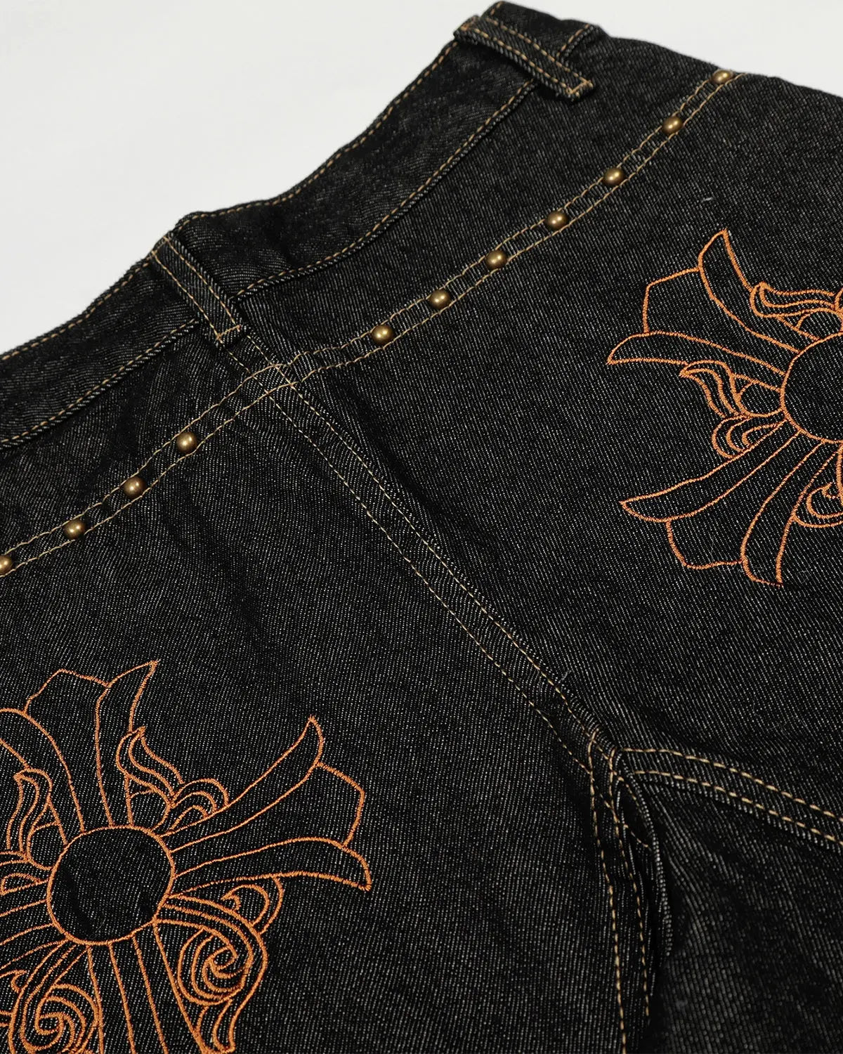 Gothic Cross Embroidery Barrel Jeans | Inflation Streetwear
