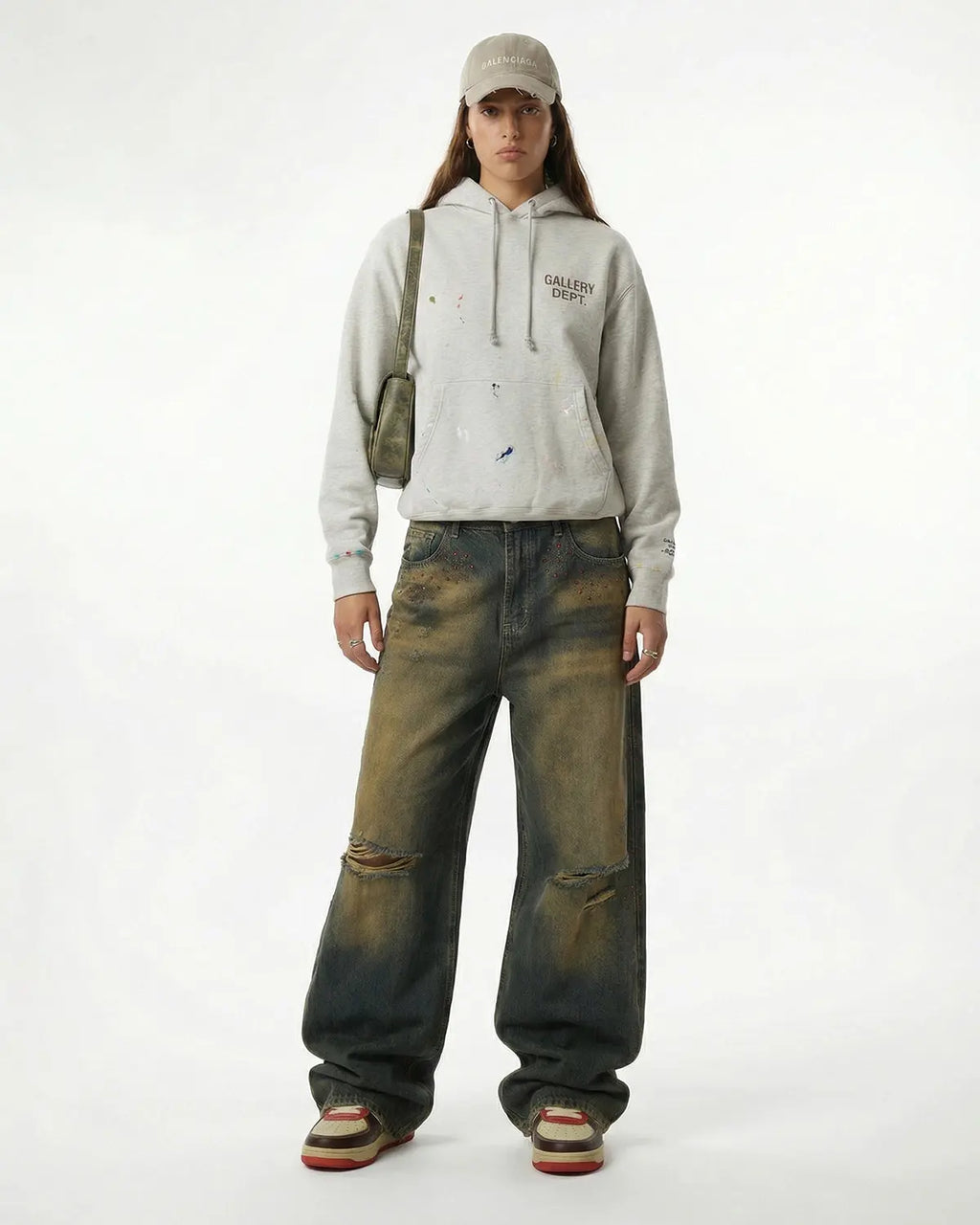 Dirty Wash Rhinestone Baggy Jeans | Inflation Streetwear