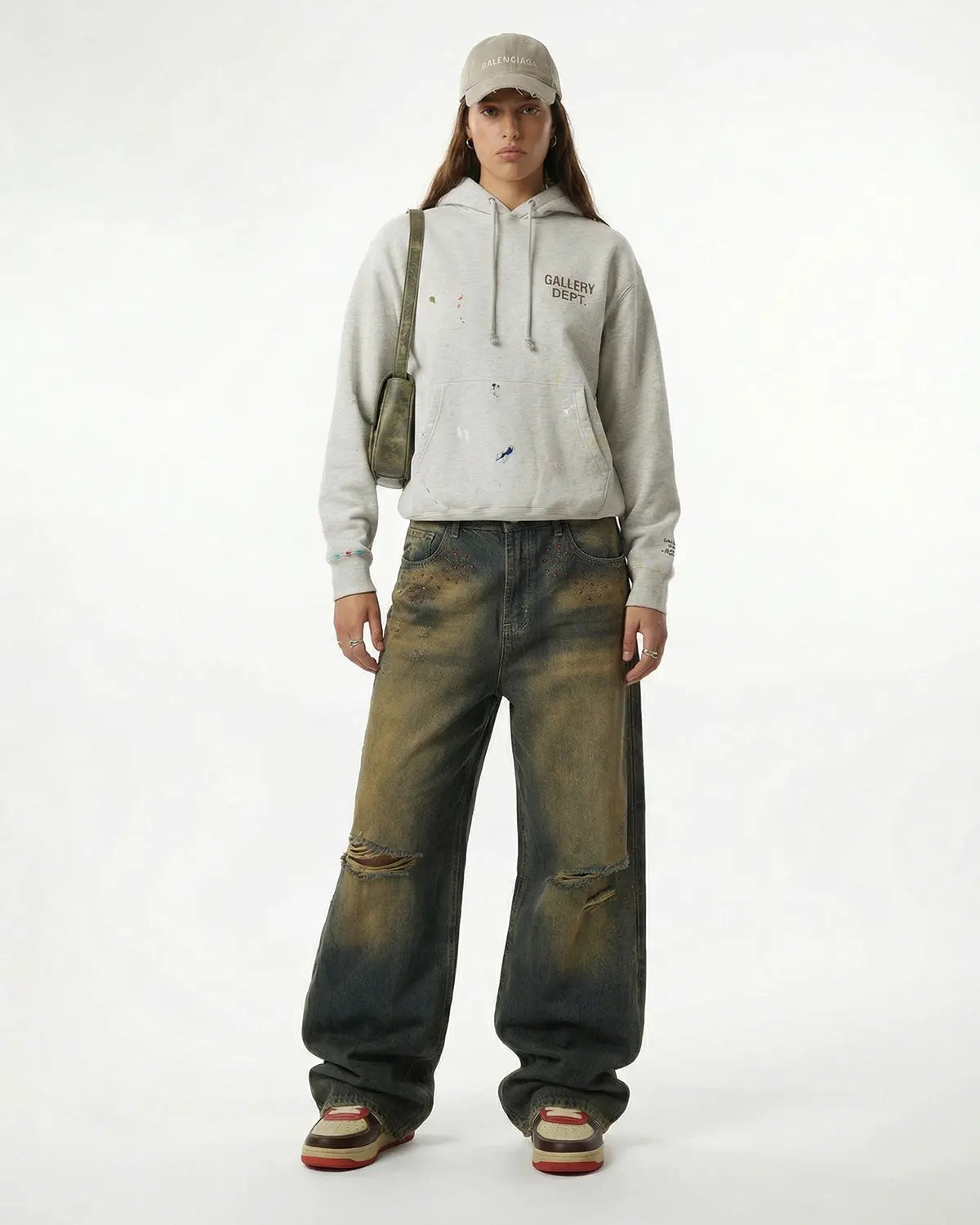 Dirty Wash Rhinestone Baggy Jeans | Inflation Streetwear