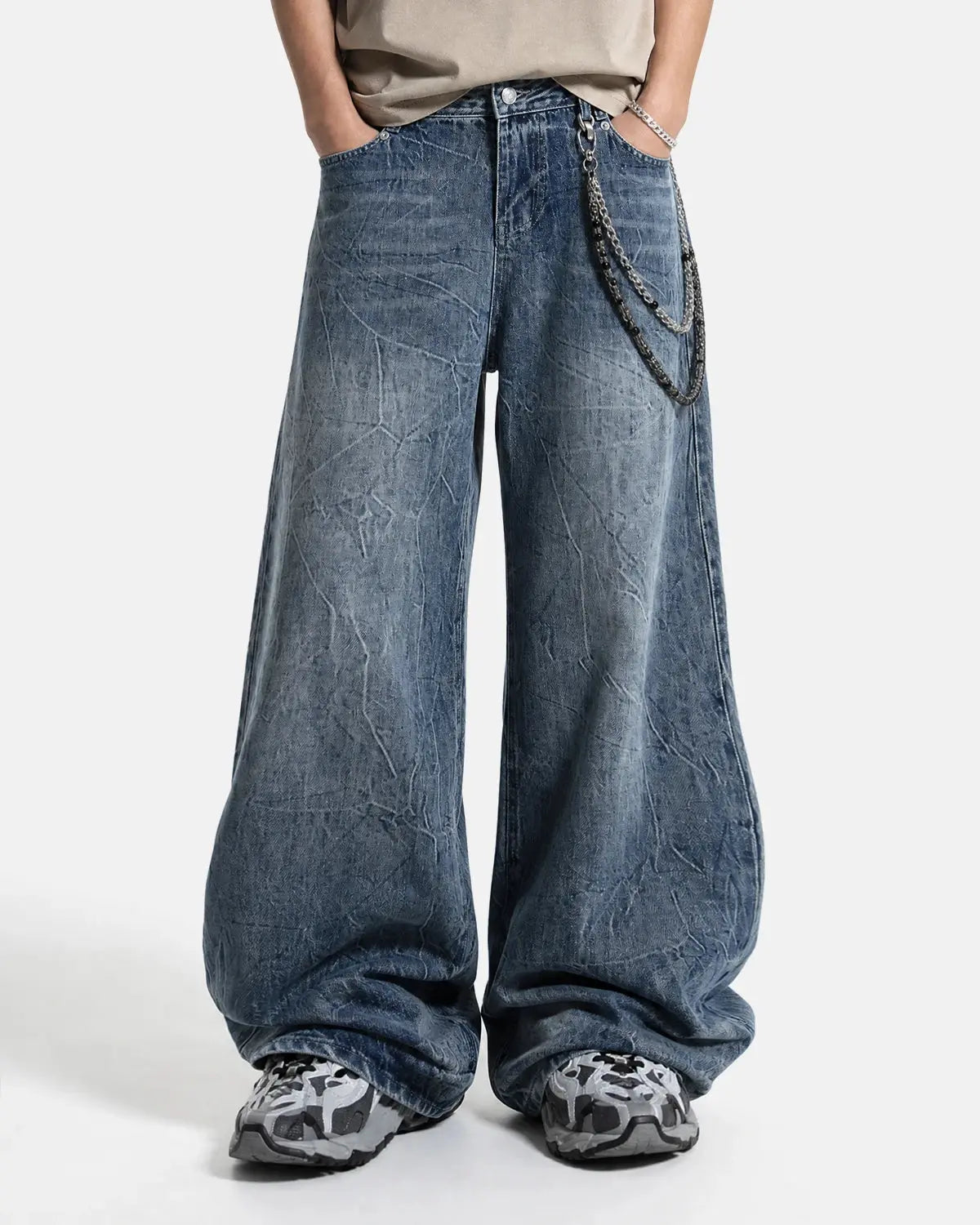 Textured Wash Baggy Jeans | Inflation Streetwear